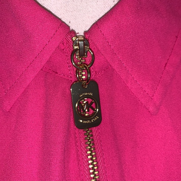 NWT Michael Kors Basics Radiant pink pocket zip up shirt - Picture 3 of 9